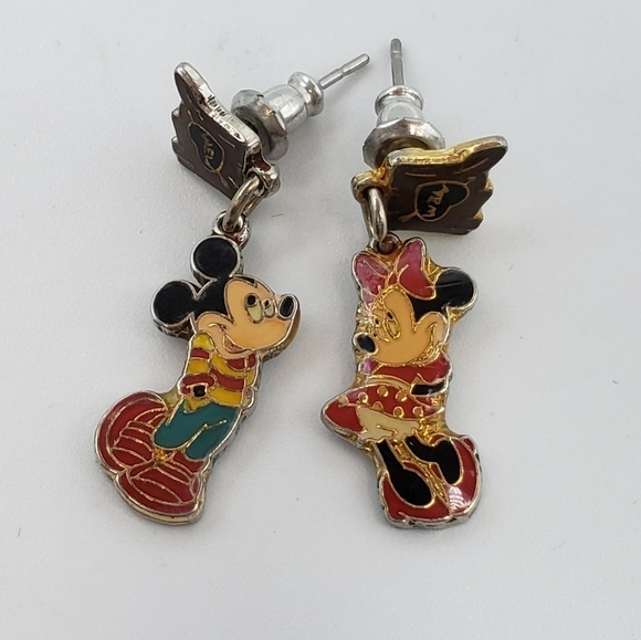 Mickey & Minnie Mouse Earrings Disney Enamel Metal Jewelry Heart - Picture 3 of 13